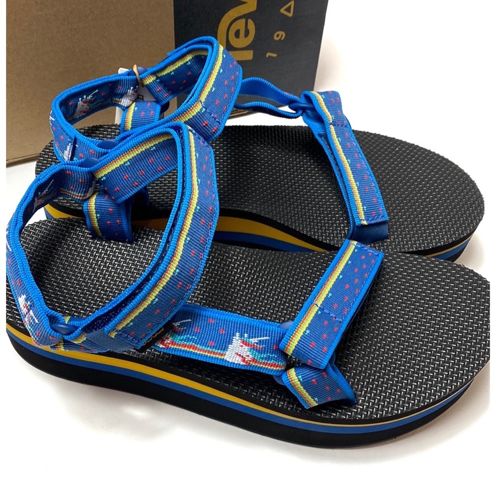Teva blue unicorn Flatform platform sandals size 9 NIB
